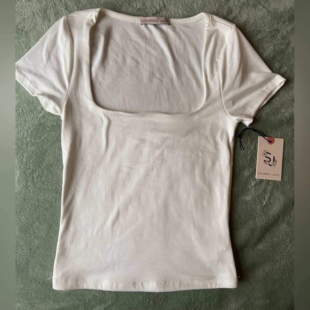 white square neck top